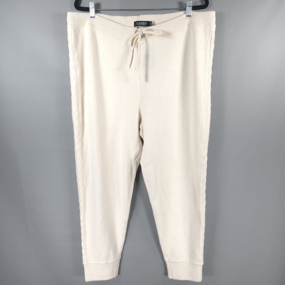 LAUREN RALPH LAUREN‎ New WOOL CASHMERE Blend Jogger Pants Cable Knit Side 1X TG - Picture 9 of 13